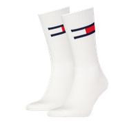 Socken TOMMY HILFIGER "TH UNI TJ SOCK 2P FLAG", Damen, Gr. 43-46, weiß, Baumwollmischung, normal, Socken Socken, mit großem Logo (49317342-43) weiß