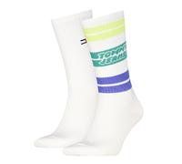 Socken TOMMY HILFIGER "TH UNI TJ SOCK 2P FUSHION TOMMY", Damen, Gr. 39-42, weiß, gelb, Obermaterial: 67% Baumwolle, 30% Polyamid, 3% Elasthan, Socken Socken (75472313-39) weiß, gelb