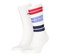 Socken TOMMY HILFIGER "TH UNI TJ SOCK 2P FUSHION TOMMY", Mädchen, Gr. 39-42, weiß, rot, Obermaterial: 67% Baumwolle, 30% Polyamid, 3% Elasthan, Socken Socken (36976104-39) weiß, rot