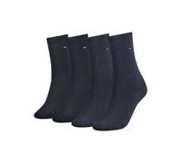 Socken TOMMY HILFIGER "TH WOMEN 4P SOCK ECOM", Damen, Gr. 39-42, blau (jeans), Baumwollmischung, unifarben, normal, Socken Socken, mit Logostickerei (90114950-39) jeans