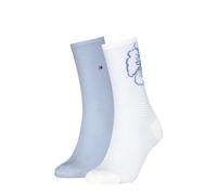 Socken TOMMY HILFIGER "TH WOMEN SOCK 2P FLOWER STRIPE", Damen, Gr. 35-38, light blau, Obermaterial: 66% Baumwolle, 33% Polyamid, 1% Elasthan, Socken Socken (36050733-35) light blau