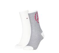 Socken TOMMY HILFIGER "TH WOMEN SOCK 2P FLOWER STRIPE", Damen, Gr. 35-38, weiß, Obermaterial: 66% Baumwolle, 33% Polyamid, 1% Elasthan, Socken Socken (38510011-35) weiß