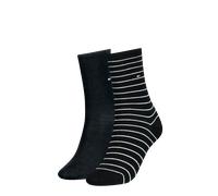 Socken TOMMY HILFIGER "TH WOMEN SOCK 2P SMALL STRIPE", Damen, Gr. 39-42, schwarz, Baumwollmischung, gestreift, uni, normal, Socken Socken, mit schmalem Rippenbündchen, meliert, gestreift (18580443-39)