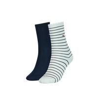 Socken TOMMY HILFIGER "TH WOMEN SOCK 2P SMALL STRIPE", Damen, Gr. 39-42, weiß (sanftes weiß), Baumwollmischung, gestreift, uni, normal, Socken Socken, mit schmalem Rippenbündchen, meliert, gestreift (