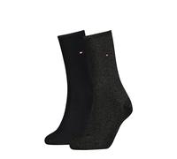 Socken TOMMY HILFIGER "TH WOMEN SOCK CASUAL 2P", Damen, Gr. 35-38, schwarz (schwarz lurex), Baumwollmischung, Elasthan, Polyamid, elastisch, Socken Socken, mit flacher Zehennaht (49850937-35) schwarz