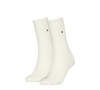 Socken TOMMY HILFIGER "TH WOMEN SOCK CASUAL 2P", Damen, Gr. 35-38, weiß (sanftes weiß), Baumwollmischung, Elasthan, Polyamid, elastisch, Socken Socken, mit flacher Zehennaht (53500722-35) sanftes weiß