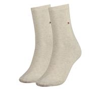 Socken TOMMY HILFIGER "TH WOMEN SOCK CASUAL 2P", Damen, Gr. 39-42, beige (light beige melange), Baumwollmischung, Elasthan, Polyamid, meliert, unifarben, elastisch, Socken Socken, mit flacher Zehennah