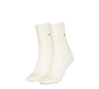 Socken TOMMY HILFIGER "TH WOMEN SOCK DOT 2P", Damen, Gr. 35-38, light beige melange, Baumwollmischung, normal, Socken Socken, mit feinem Rippenbündchen und Logostickerei (38253600-35) light beige mela