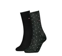 Socken TOMMY HILFIGER "TH WOMEN SOCK DOT 2P", Damen, Gr. 35-38, schwarz (schwarz lurex), Baumwollmischung, normal, Socken Socken, mit feinem Rippenbündchen und Logostickerei (97652039-35) schwarz lure