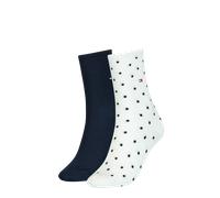 Socken TOMMY HILFIGER "TH WOMEN SOCK DOT 2P", Damen, Gr. 39-42, weiß (sanftes weiß), Baumwollmischung, gepunktet, uni, normal, Socken Socken, mit feinem Rippenbündchen und Logostickerei (17925507-39)