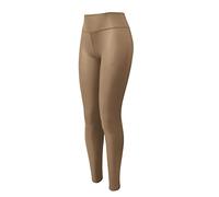 Sockenhimmel Leggings Lederoptik Damen Lack Hose Mikrofleece gefütterte Damenhose angenehme Kunstlederhose (2-3XL, Camel)