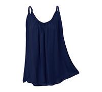 Sockenhimmel Sommer Oberteile Damen Trägertop Uni leichtes Damen Top Blickdicht schulterfreie Trägershirts (40-42, Marine)