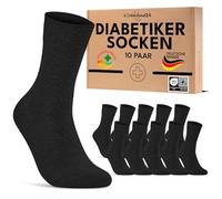 sockenkauf24 10 Paar Diabetikersocken für Herren & Damen ohne Gummibund & ohne Naht aus Baumwolle Diabetiker Socken mit Komfortbund ohne Gummi 70208T (Schwarz 43-46) WP