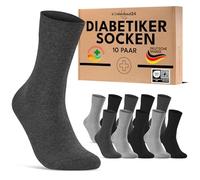 sockenkauf24 10 Paar Diabetikersocken für Herren & Damen ohne Gummibund & ohne Naht aus Baumwolle Diabetiker Socken mit Komfortbund ohne Gummi 70208T (Schwarz/Grau 43-46) WP