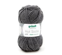Sockenwolle 4fädig uni 50g | Gründl Hot Socks 4-fädig einfarbig dunkelgrau | Strumpfwolle Sockengarn (4ply, 4fach) | 75% Wolle, 25% Polyamid | Socken stricken und häkeln (31 - anthrazit)