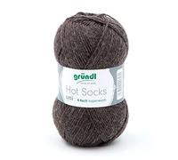 Sockenwolle 4fädig uni 50g | Gründl Hot Socks 4-fädig einfarbig | Strumpfwolle Sockengarn (4ply, 4fach) | 75% Wolle, 25% Polyamid | Socken stricken und häkeln (10 - schokobraun meliert)