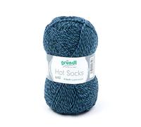 Sockenwolle 4fädig uni 50g | Gründl Hot Socks 4-fädig einfarbig | Strumpfwolle Sockengarn (4ply, 4fach) Wolle für Socken stricken und häkeln (23 - blau-grün meliert)