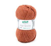 Sockenwolle 4fädig uni 50g | Gründl Hot Socks 4-fädig einfarbig | Strumpfwolle Sockengarn (4ply, 4fach) | 75% Wolle 25% Polyamid | Socken stricken und häkeln (64 - kupfer meliert)