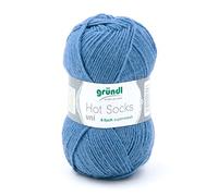 Sockenwolle 4fädig uni 50g | Gründl Hot Socks 4-fädig einfarbig | Strumpfwolle Sockengarn (4ply, 4fach) | 75% Wolle, 25% Polyamid | Socken stricken und häkeln (11 - jeansblau)