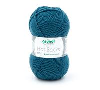 Sockenwolle 4fädig uni petrol 50g | Gründl Hot Socks 4-fädig einfarbig | Strumpfwolle Sockengarn (4ply, 4fach) | 75% Wolle, 25% Polyamid | Socken stricken und häkeln (44 - petrol)