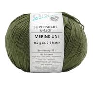 Sockenwolle 6-fädig einfarbig | Online Supersocke 6-fach 321 Merino Uni | dickes Sockengarn mit Merinowolle zum Stricken und Häkeln (5017 oliv grün)