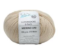 Sockenwolle 6-fädig einfarbig | Online Supersocke 6-fach 321 Merino Uni | dickes Sockengarn mit Merinowolle zum Stricken und Häkeln (5021 natur beige)