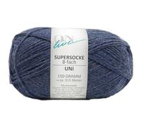 Sockenwolle 8-fädig blau einfarbig, Online Supersocke 8-fach Uni, dickes Sockengarn zum Stricken und Häkeln (8003 jeansblau)