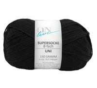 Sockenwolle 8-fädig einfarbig, Online Supersocke 8-fach Uni, dickes Sockengarn zum Stricken und Häkeln (8010 schwarz)