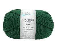 Sockenwolle 8-fädig grün einfarbig, Online Supersocke 8-fach Uni, dickes Sockengarn zum Stricken und Häkeln (8005 tannengrün)