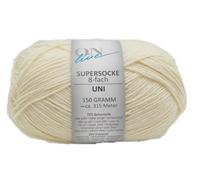Sockenwolle 8-fädig natur einfarbig, Online Supersocke 8-fach Uni, dickes Sockengarn zum Stricken und Häkeln (8023 natur)
