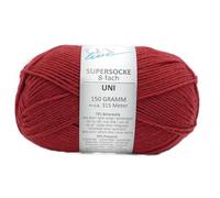 Sockenwolle 8-fädig rot einfarbig, Online Supersocke 8-fach Uni, dickes Sockengarn zum Stricken und Häkeln (8006 rot)