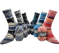 Sockenwolle Strumpfwolle Comfort Color 4-fädig - Farbset 6x100gr - 420m Lauflänge/100gr- mehrfarbiger bunter Farbverlauf Set 07