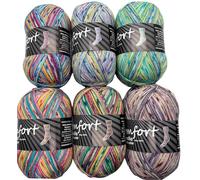 Sockenwolle Strumpfwolle Comfort Color 4-fädig - Farbset 6x100gr Sockengarn - 420m Lauflänge/100gr- mehrfarbiger bunter Farbverlauf Set 05