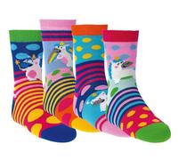 Socks 4 Fun Damen Jungen Mädchen Herren Socken (6 Paar) witzig bunt (27/30 Einhorn)