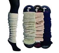 Socks4Fun 1 Paar Stulpen Damen Teens Grobstrick Legwarmers mit Wolle Weich u. Warm wollweiß