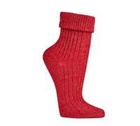 Socks4Fun 2 Paar weiche Wollsocken für Damen & Mädchen - aus Wolle & Alpakawolle - hautsympathisch, warm & bequem - mit doppeltem Umschlag (39-42 Rot)