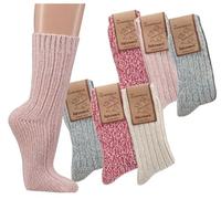 Socks4Fun Norwegersocken 3er-Teilung, Farbig für Damen wärmende Qualität Wintersocken-2218 (35-38, Blau, Rosa, Pink)
