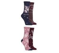 SockShop Damen Harry Potter Hogwarts Baumwollsocken - 4er-Pack Hauswappen-Designs, weiche, atmungsaktive Passform, magische Geschenkidee für Fans und Filmliebhaber, Größe 37-42, sortiert, 4-8
