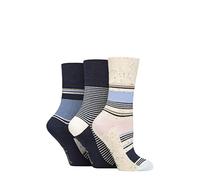 SockShop Gentle Grip Damen Bluemen Gemusterte und gestreifte Baumwolle Socken Multipack 3 37-42 Sommer Sorbet Streifen