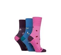 SockShop Gentle Grip Damen Fun Feet Socken Packung 3 (DE/NL/SE/PL, Numerisch, 37, 42, Regular, Regular, Wunderschöne Käfer)
