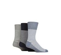 SockShop Gentle Grip Herren Socken - Weiche Baumwolle, Feiertagsthematisches Muster, Unverbindliches Honeycomb Gentle Top, 3 Paar Größe 39-45 Marine/Denim Melange Streifen