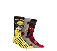 SockShop Herren Baumwollsocken - 3er-Pack Wolverine und Deadpool-Charakter-Designs, weiche, atmungsaktive Passform, Superhelden-Geschenkidee für Fans, Größe 39-45 & 46-48 sortiert, 12-14