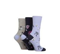 SockShop RHS Royal Horticultural Society Damen Socken - RHS x Gentle Grip Botanisch Gemustert, Weiche Baumwolle Socken, Geschenk für Gärtner, Größe 37-42 Multipack mit 3 Paaren Blumen/Insekt 37-42