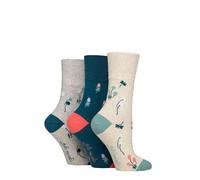 SockShop RHS Royal Horticultural Society Damen Socken - RHS x Gentle Grip Botanisch Gemustert, Weiche Baumwolle Socken, Geschenk für Gärtner, Größe 37-42 Multipack mit 3 Paaren Blumen Kontrast 37-42