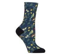 SockShop Socken Damen Mit Lustige Bunte Muster Atmungsaktiv Socken Mit Blumen Motiv Für Frauen (37-42, Vögel/Obst)