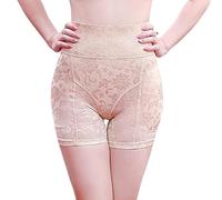 Sodacoda Damen Po und Hüft Push-Up Bauchweg Mieder-Hose mit Spitze - Dicke Polster (Beige M)