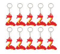 SOESFOUFU Cartoon Schlangen Schlüsselanhänger Multifunktional 10 Stück aus Metall und Softgummi Rot 3d Formstabil als Gastgeschenk zum Jahr der Schlange für Rucksack und Tasche