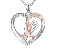 SOESON Mutter und Tochter Kette 925 Sterling Silber Mama Halskette Mom und Kind Liebe Herz Anhänger Anhänger Halskette Schmuck Geschenke für Mama (Mutter 3 Tochter)