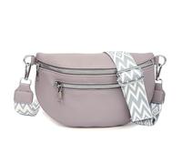 SoeUyd Kleine Bauchtasche Damen Grau lila Umhängetasche Damen Klein Veganes Leder Gürteltasche Handtasche Crossbody Bag