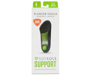 Sof Sole Women's Plantar Fascia Support 3/4 Length Insole, Black, 5-11